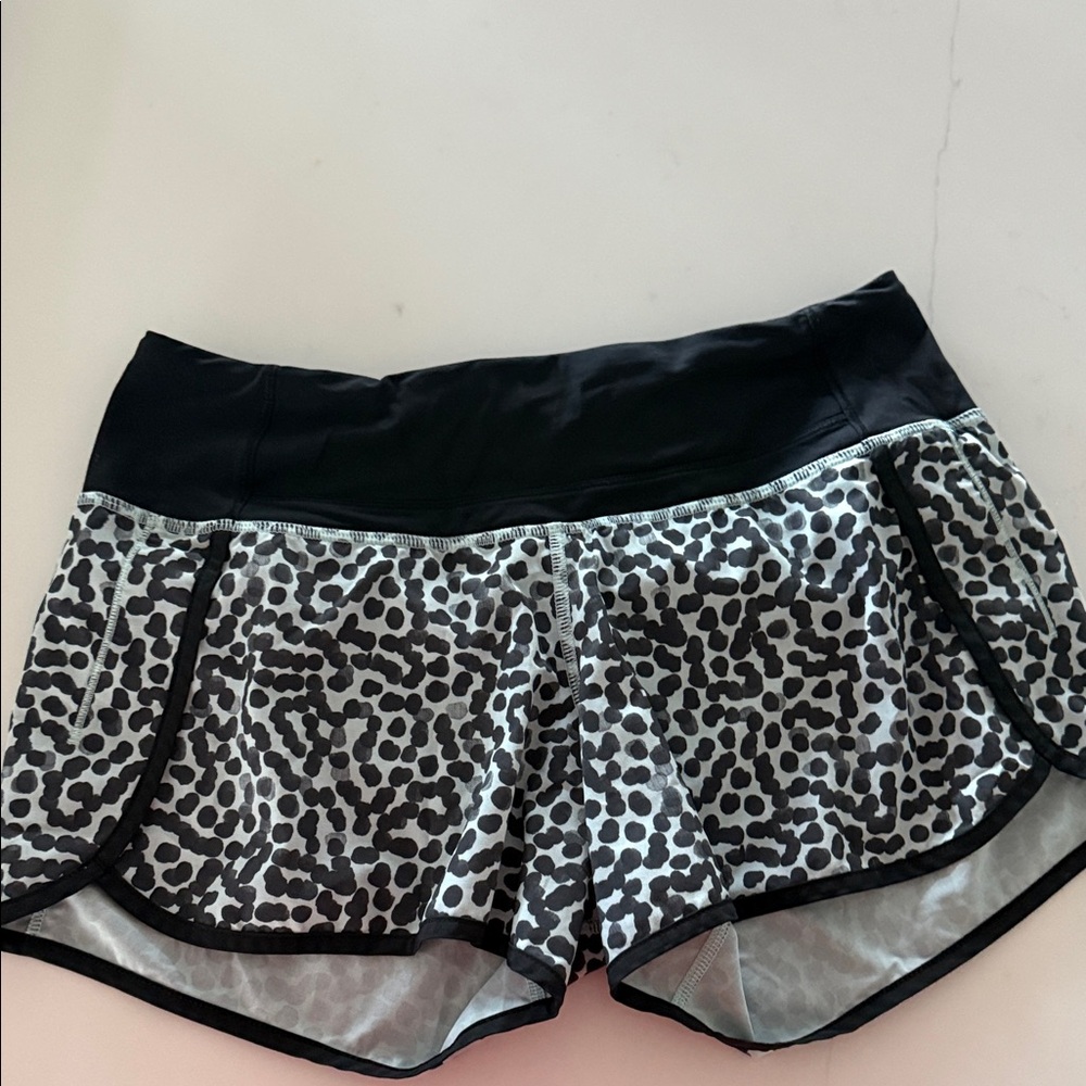 lululemon athletica Black and Gray Patterned Athletic Shorts